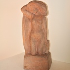 Sculpture en terre cuite, Baigneuse nue, signée Alfred Jean Halou, vers 1910/20