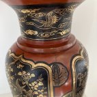 Vase Japonais en Dinanderie, Laqué, Incrusté d'Or et d'Argent, Meiji 19ème